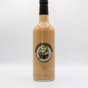 A bottle of sauce with a picture on it.